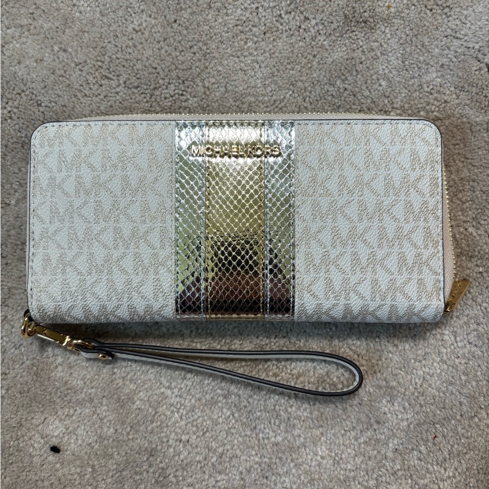 Michael Kors Silver and Gold Wristlet